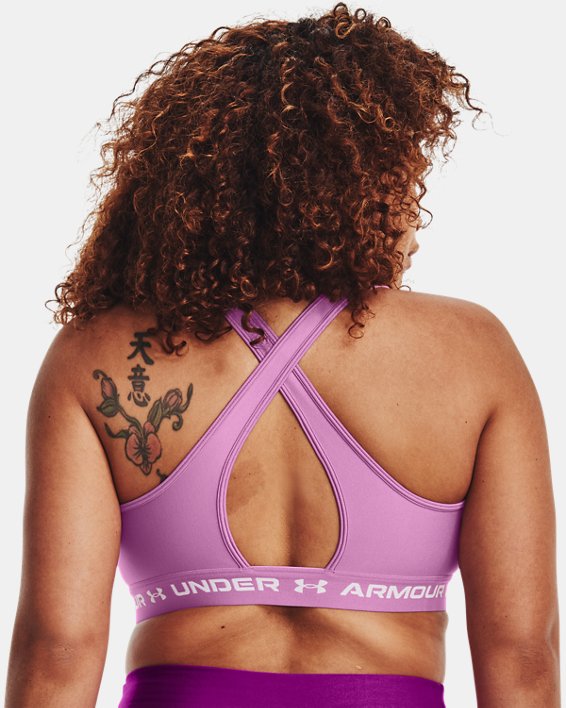 Women's Armour® Mid Crossback Sports Bra in Purple image number 7